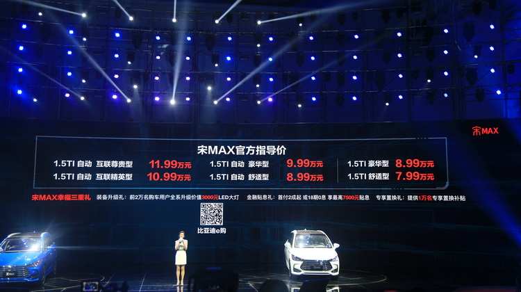 燃油版只是个开始 比亚迪宋MAX售7.99-11.99万元
